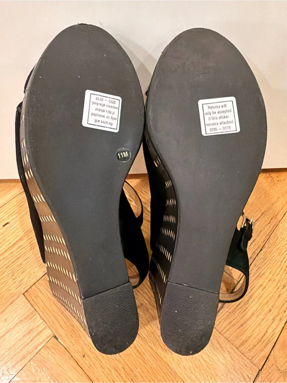 Tory Burch Black Suede Polka Dot Platform Wedge Sandals Size 11